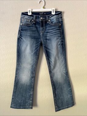 EUC MISS ME Mid Rise Boot Jeans Embellished Size 29